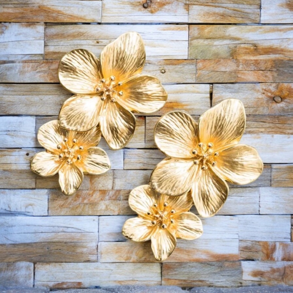 Anthro Blossom Earrings in Brushed Gold